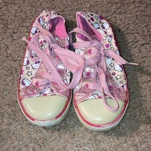 Hello Kitty sneakers size 11 worn but still good, laces as is